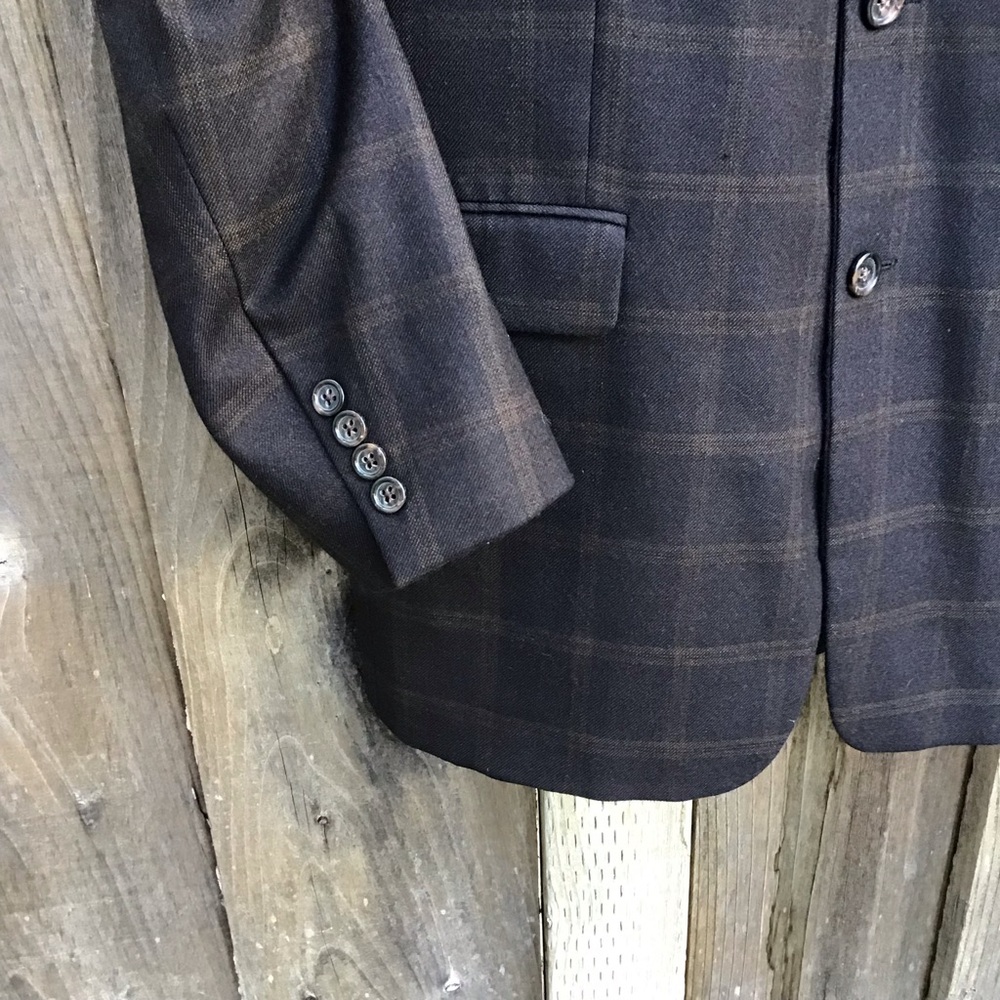 Burberry London Kensington Wool Cashmere Blazer 42 Long Plaid Mens Designer - Picture 3 of 7